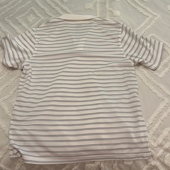 Old Navy, white w/ black stripes, collared tshirt - Picture 3 of 3